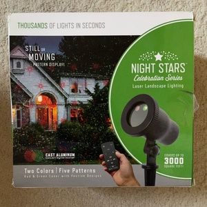 Night Stars Laser Landscape Lighting~2 Colors/5 Patterns w/Remote~3000 Sq Ft~New